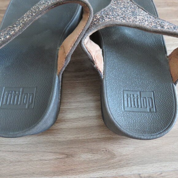 FITFLOP Lulu Chocolate Metallic Glitter Flip Flop Thong Sandals - Size US 7 - Picture 11 of 16